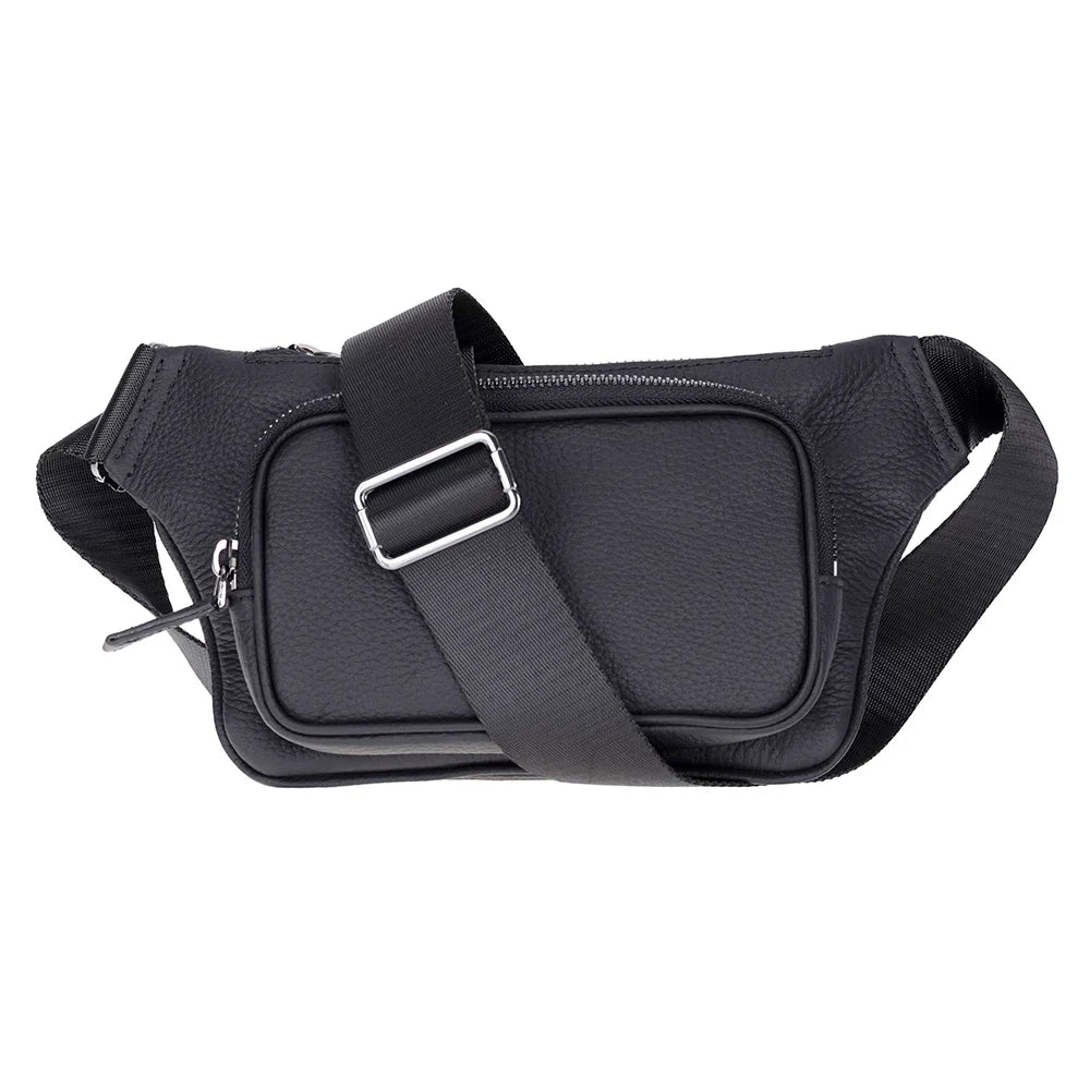 Leather Crossbody Bag in Black