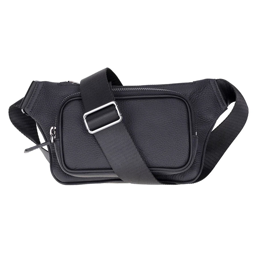 Leather Crossbody Bag in Black