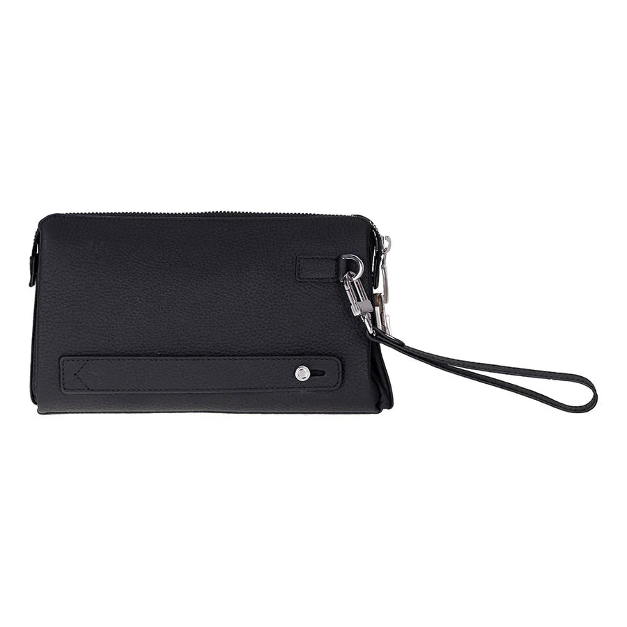 Men's Leather Clutch in Smoke Gray