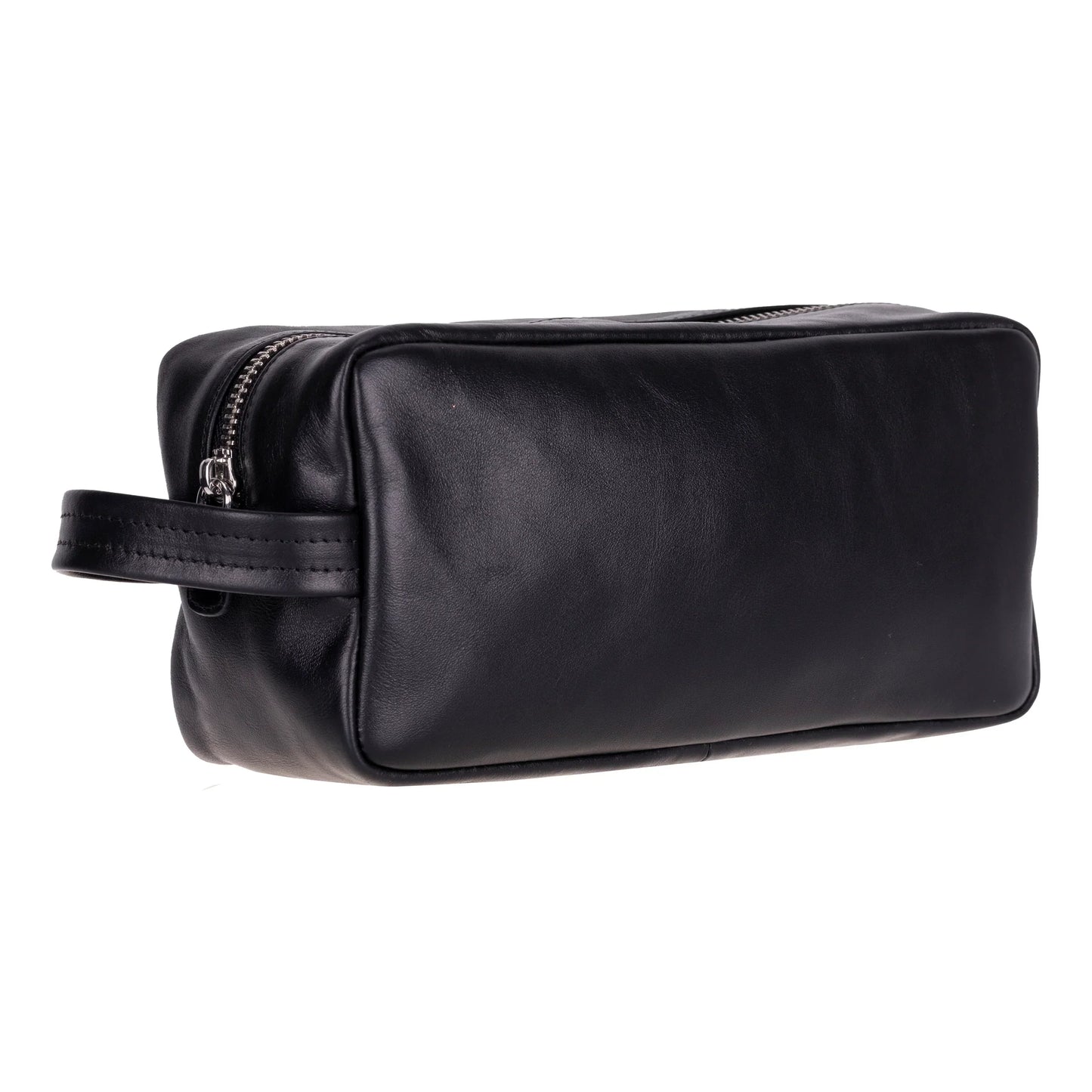 Leather Wash Bag in Black