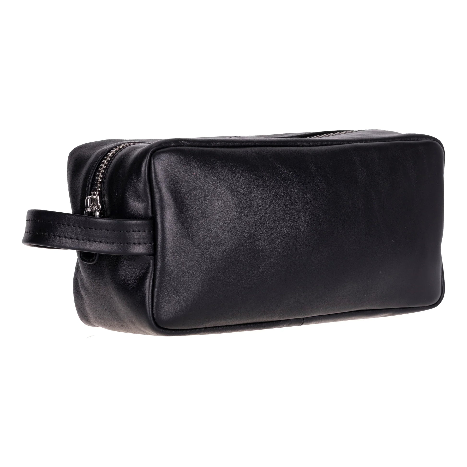 Leather Wash Bag in Black