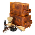 Leather Wash Bag in Sandy Marigold