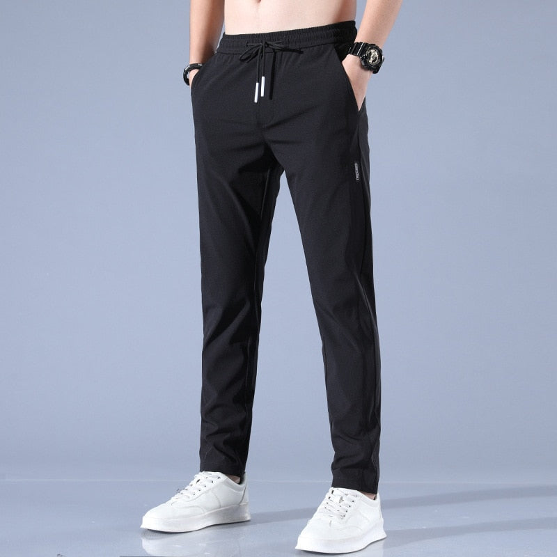 Men's Quick-Dry Stretch Trousers - Lightweight Active Fit in Black