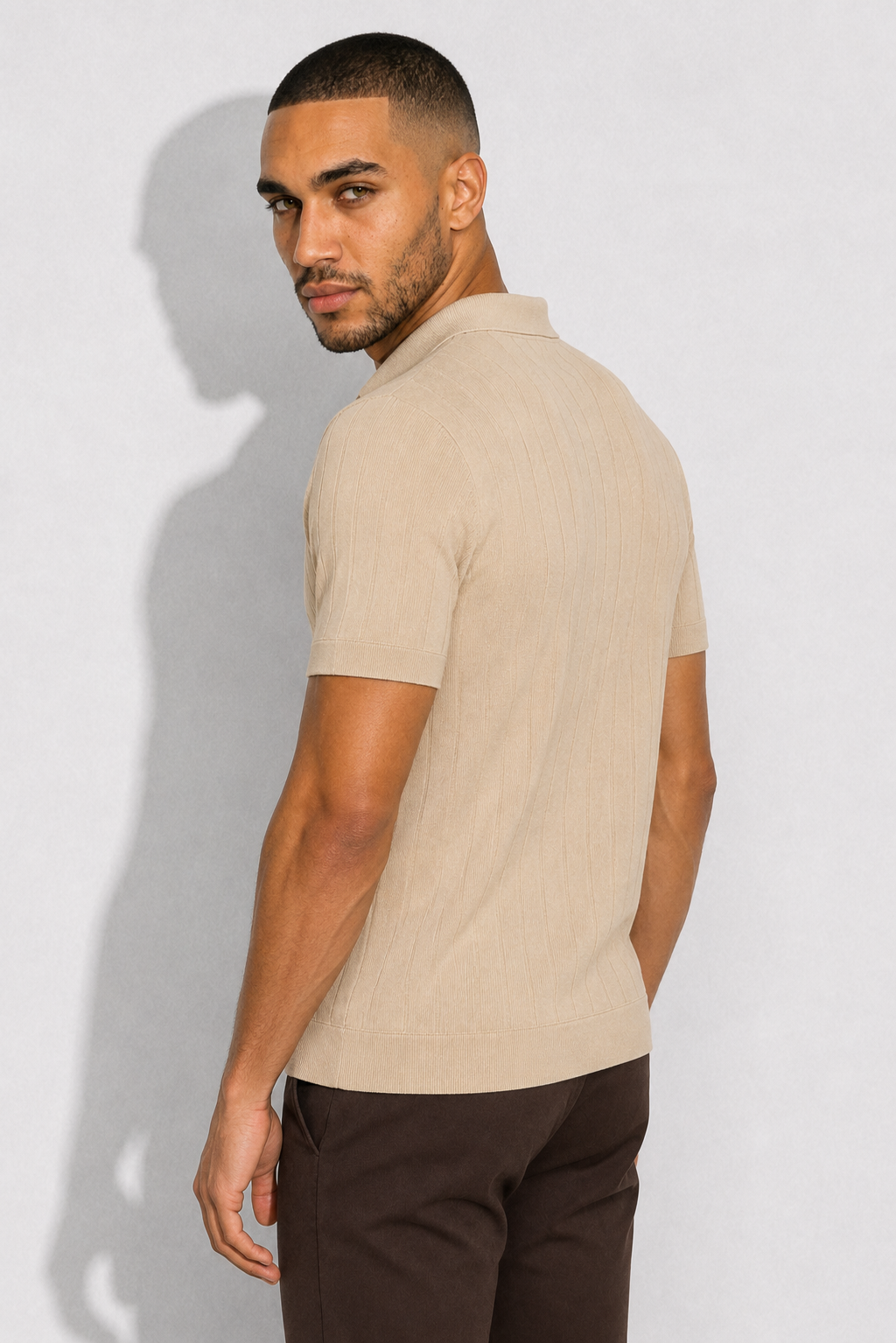 Ribbed Polo — Beige — Ribbed Polo Shirts