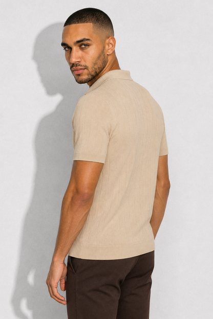Ribbed Polo — Beige — Ribbed Polo Shirts