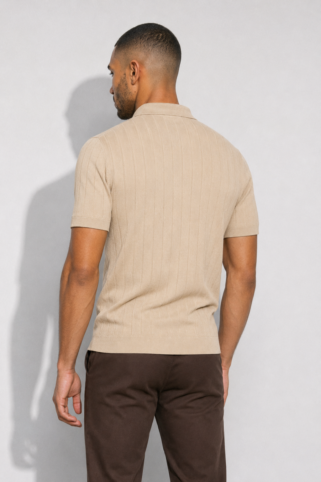 Ribbed Polo — Beige — Ribbed Polo Shirts