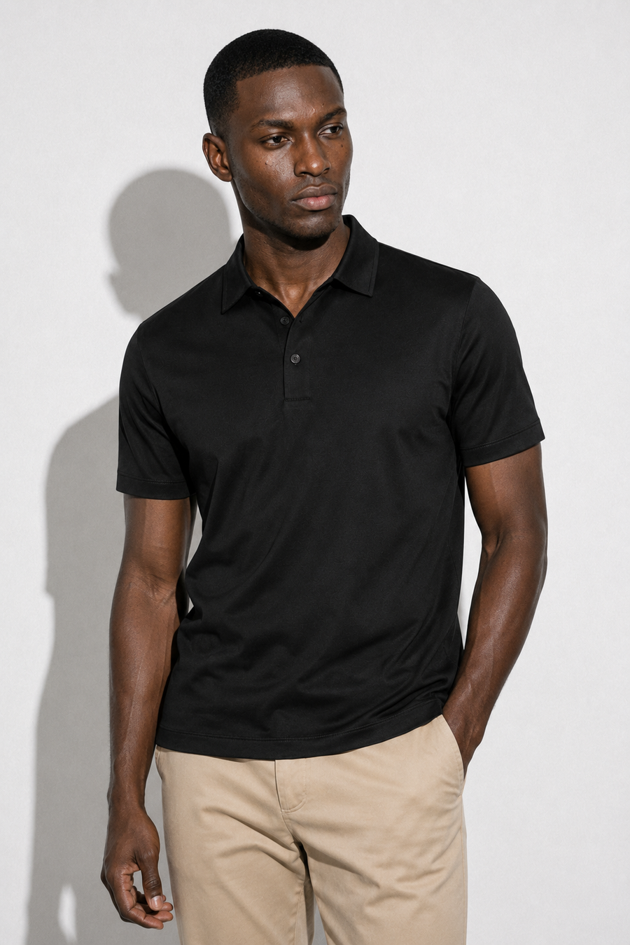 Mercerized Polo Shirt — Black — Mercerized Cotton Polo Shirts