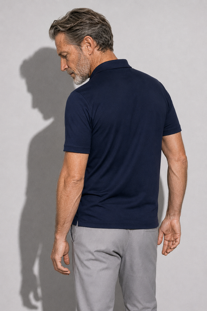 Mercerized Polo Shirt — Navy — Mercerized Cotton Polo Shirts