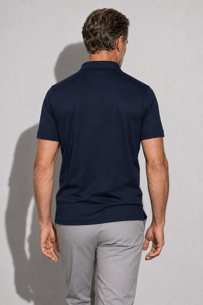 Mercerized Polo Shirt — Navy — Mercerized Cotton Polo Shirts
