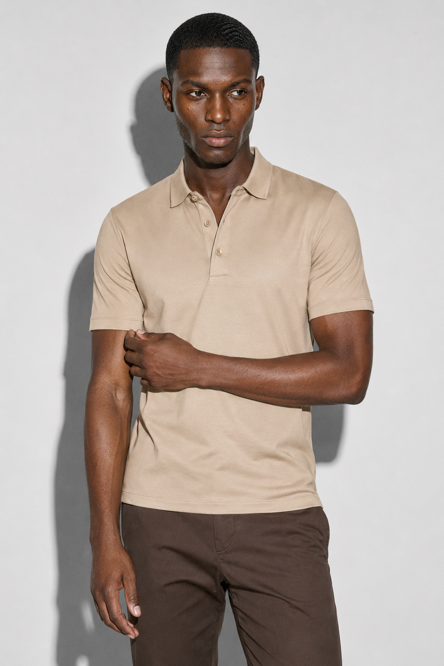 Mercerized Polo Shirt — Beige — Mercerized Cotton Polo Shirts