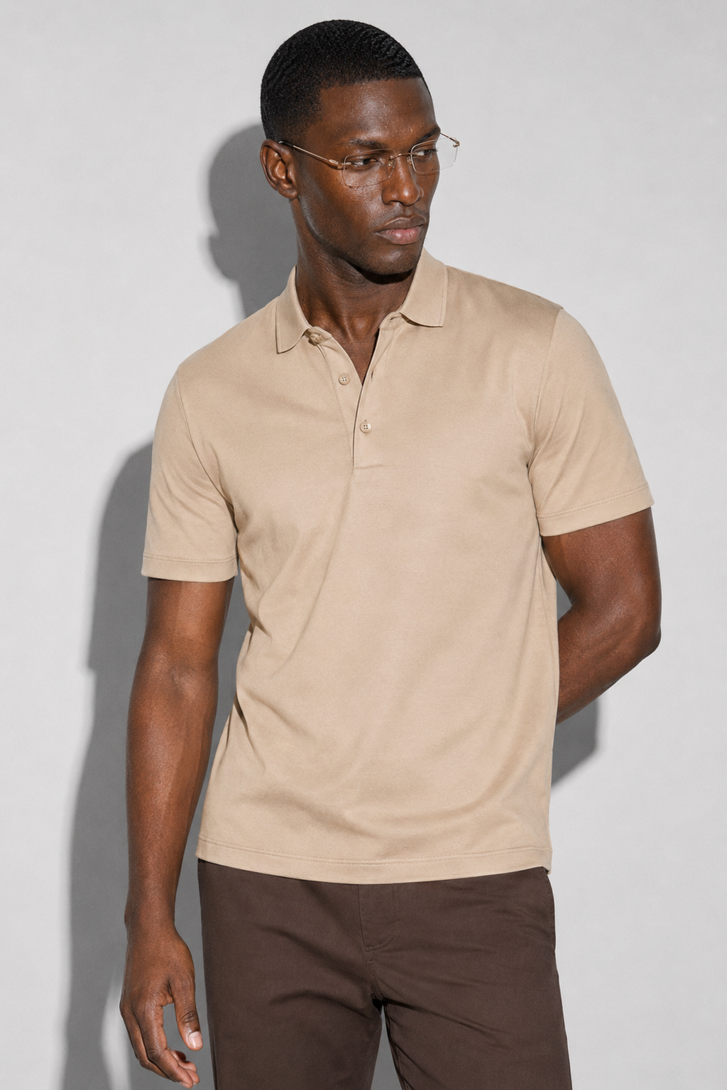 Mercerized Polo Shirt — Beige — Mercerized Cotton Polo Shirts