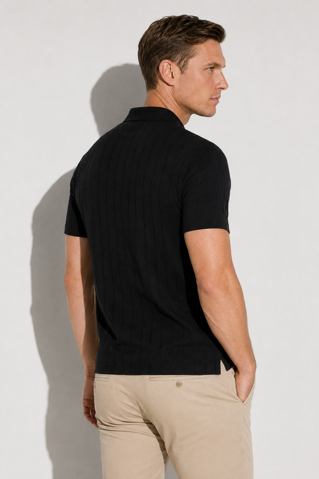 Ribbed Polo — Black — Ribbed Polo Shirts