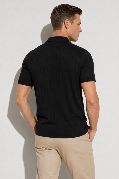 Ribbed Polo — Black — Ribbed Polo Shirts