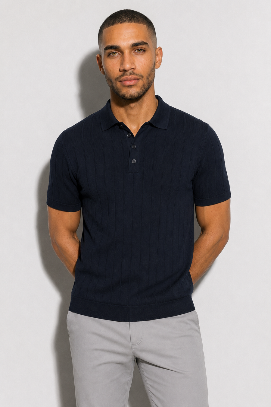 Ribbed Polo — Navy — Ribbed Polo Shirts