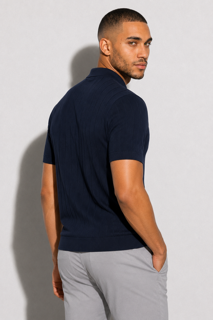 Ribbed Polo — Navy — Ribbed Polo Shirts