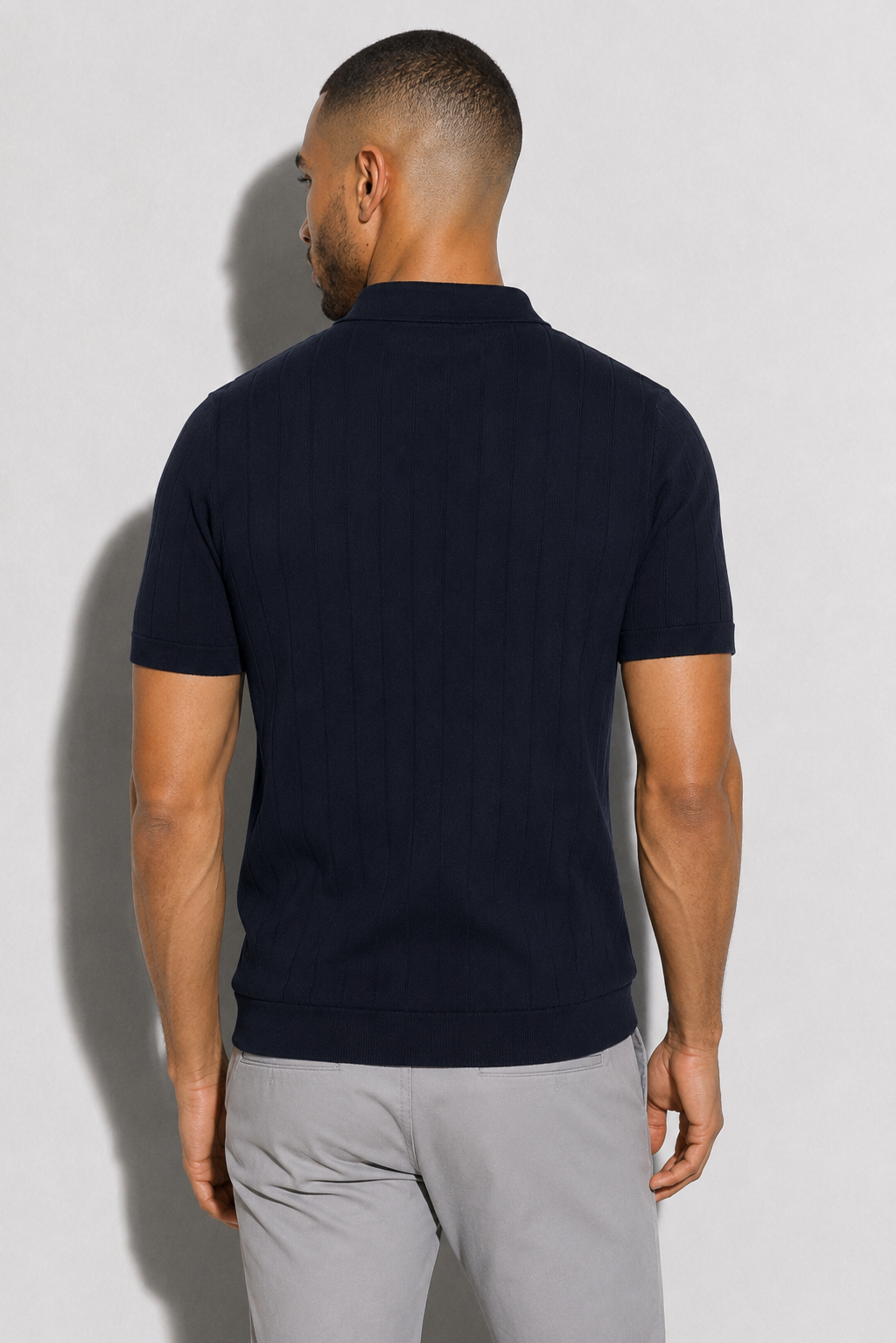 Ribbed Polo — Navy — Ribbed Polo Shirts