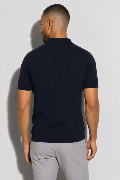 Ribbed Polo — Navy — Ribbed Polo Shirts