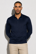 Long-sleeved Mercerized Polo Shirt — Navy — Mercerized Cotton Long-Sleeve Polo Shirts