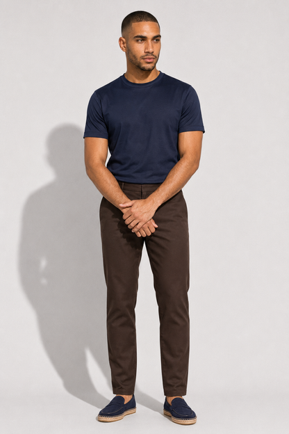 Stretch Twill Trousers — Brown — Stretch twill trousers