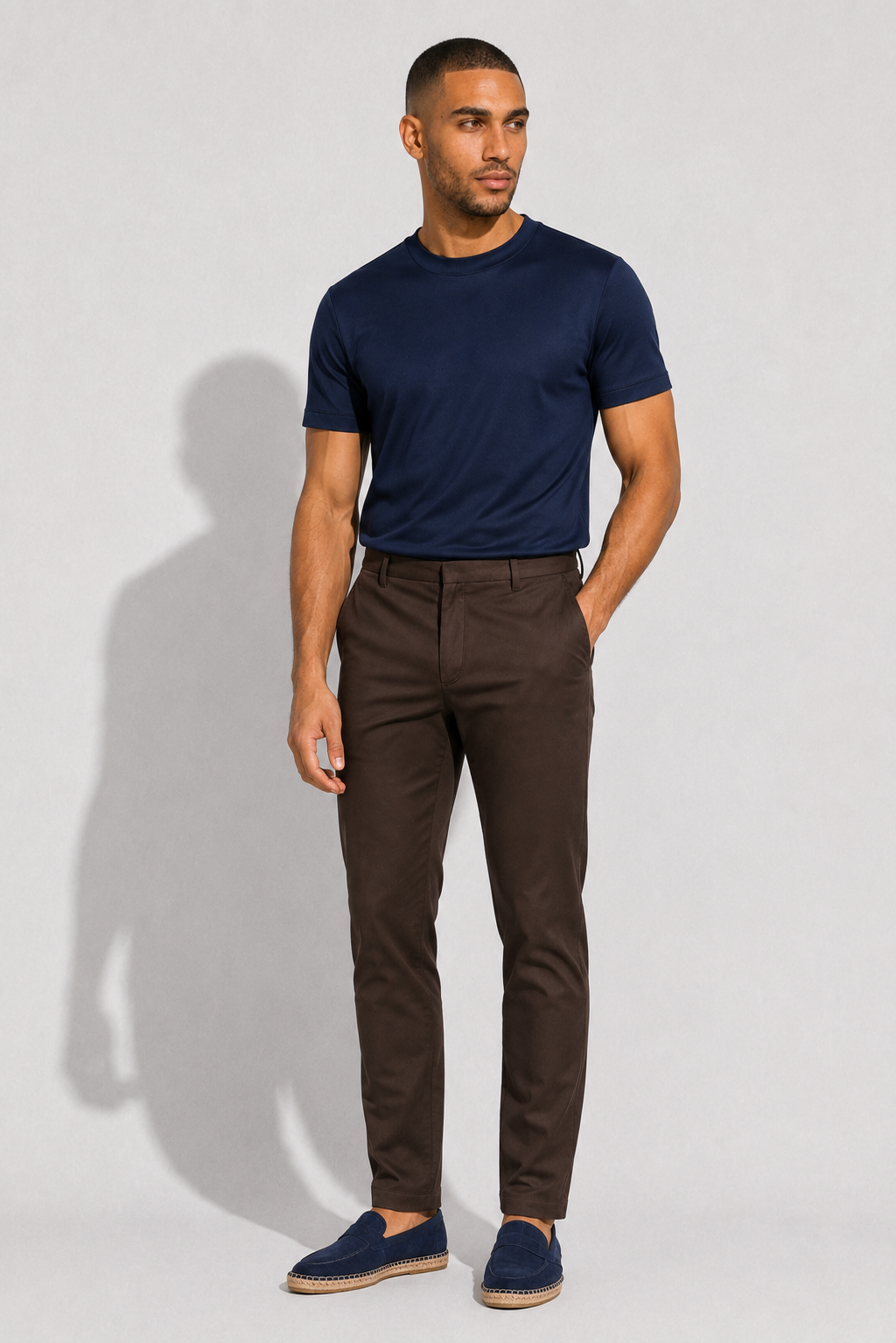 Stretch Twill Trousers — Brown — Stretch twill trousers