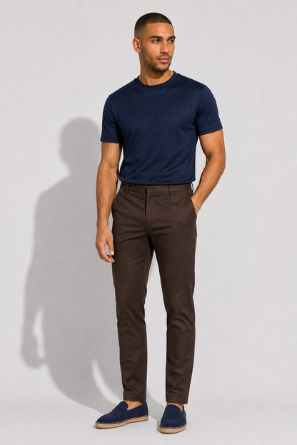 Stretch Twill Trousers — Brown — Stretch twill trousers