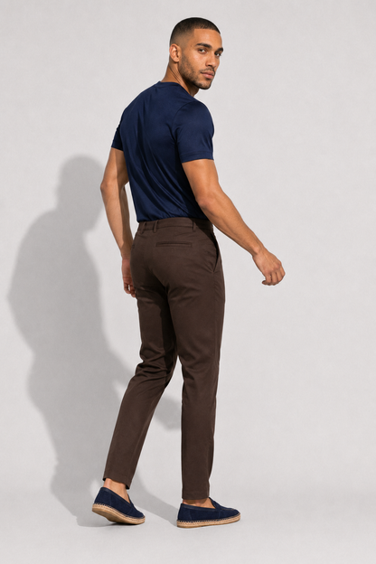 Stretch Twill Trousers — Brown — Stretch twill trousers