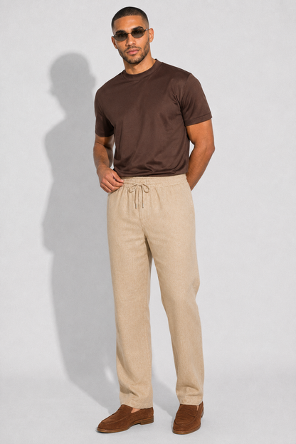 Linen Trousers — Beige — Linen Trousers