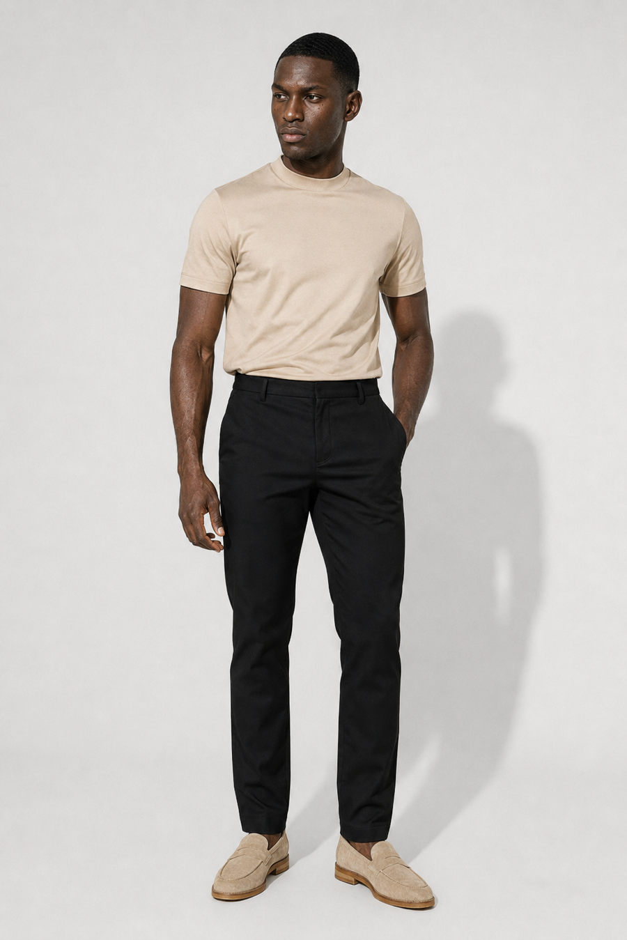 Stretch Twill Trousers — Black — Stretch twill trousers