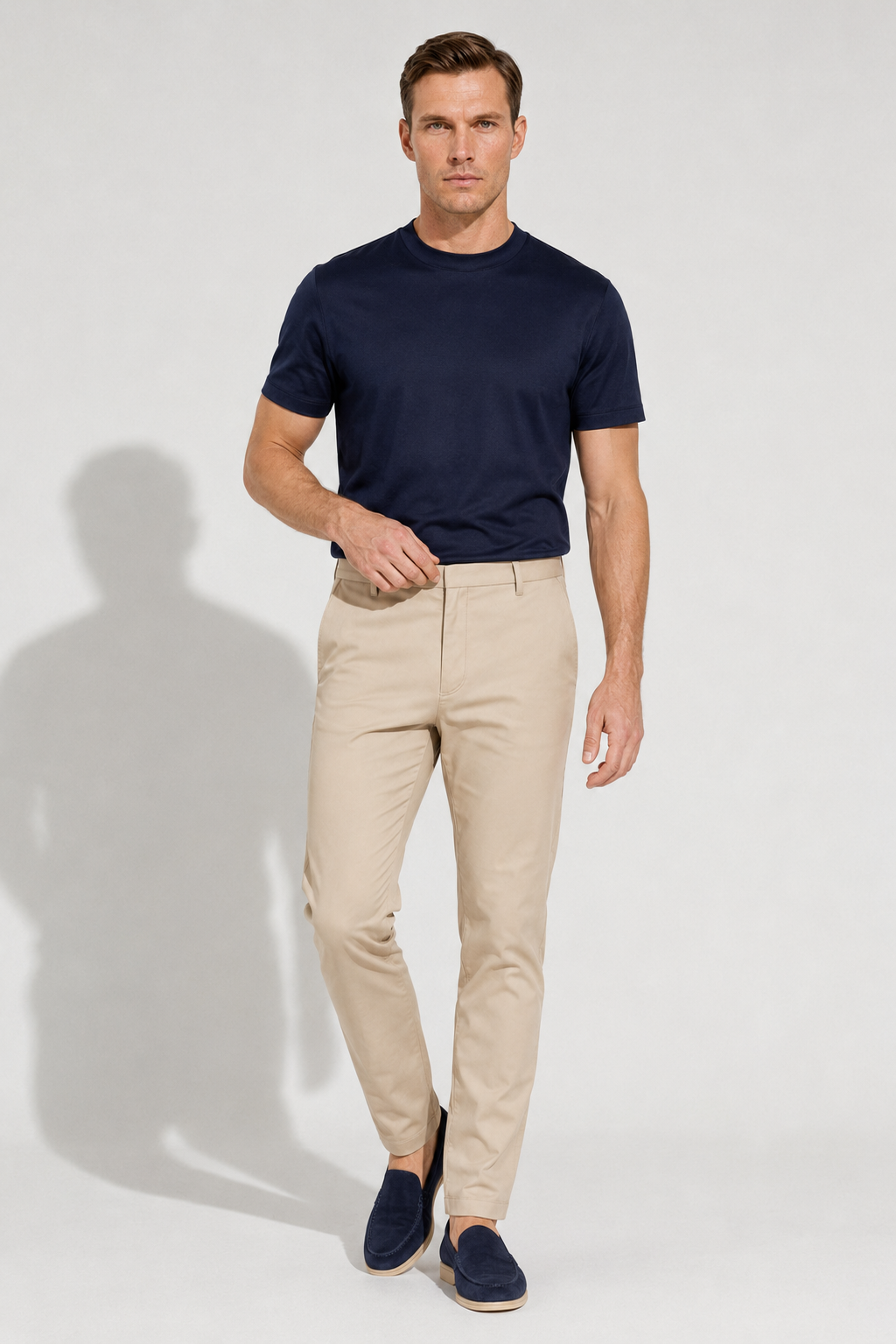 Stretch Twill Trousers — Beige — Stretch twill trousers