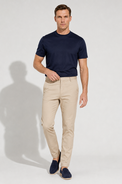 Stretch Twill Trousers — Beige — Stretch twill trousers