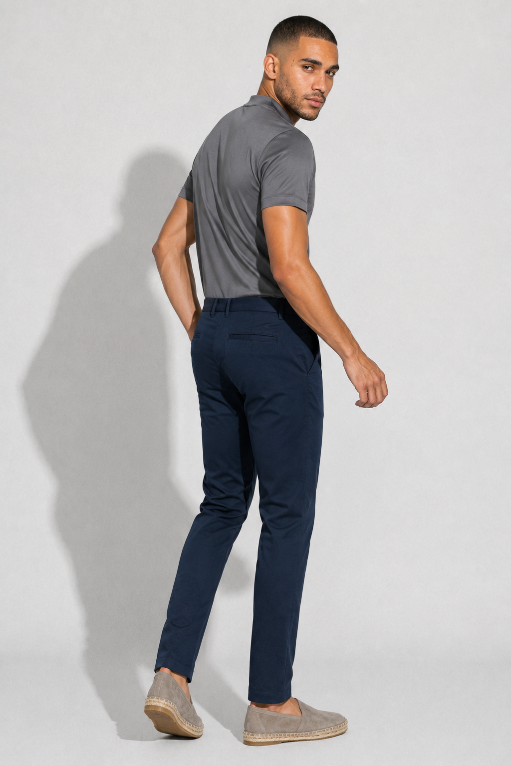 Stretch Twill Trousers — Navy — Stretch twill trousers