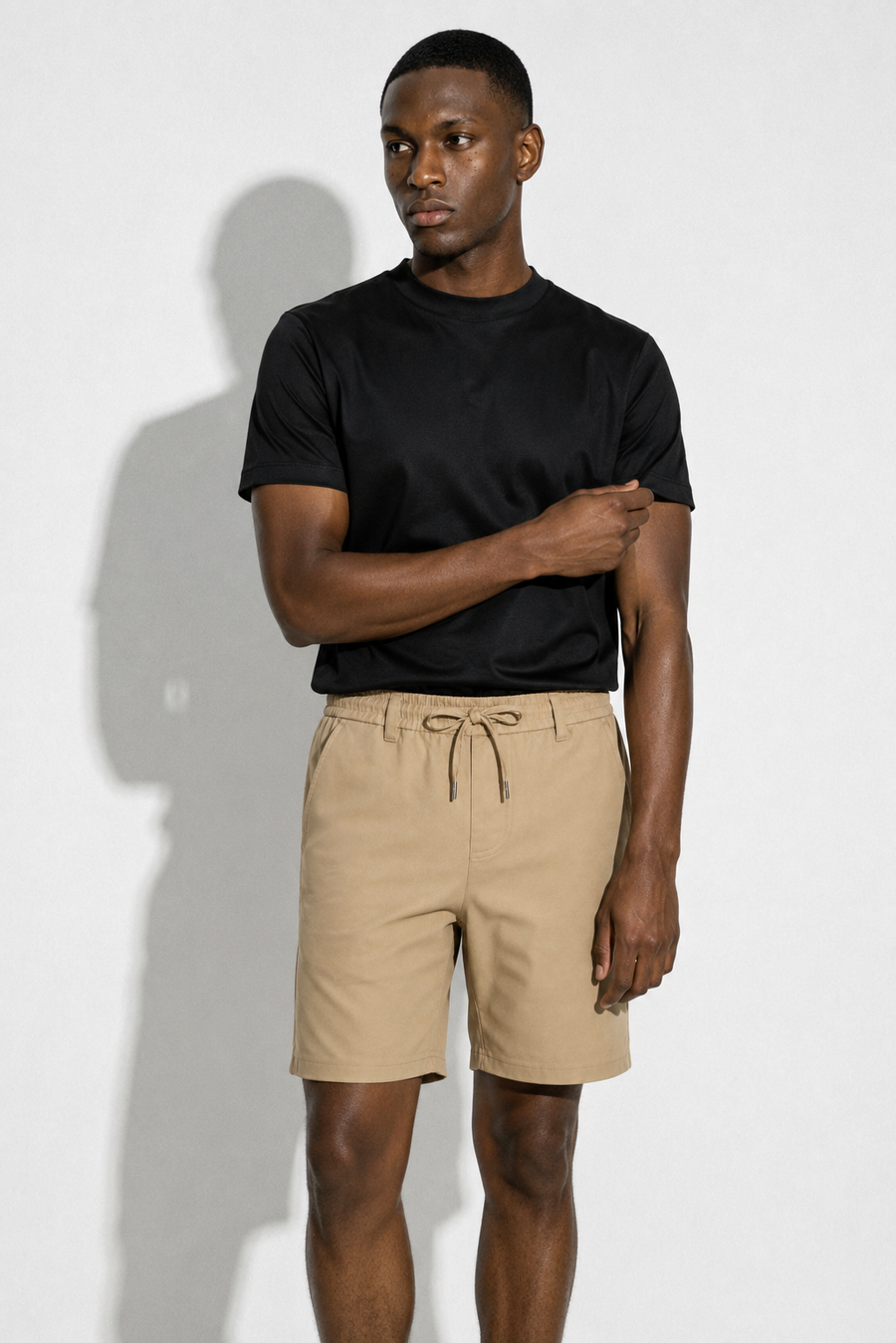 Drawstring Shorts — Beige — Shorts