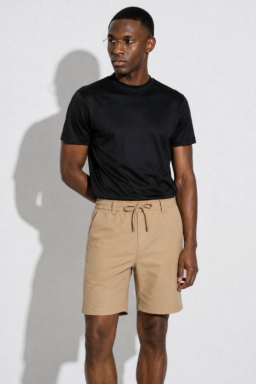 Drawstring Shorts — Beige — Shorts