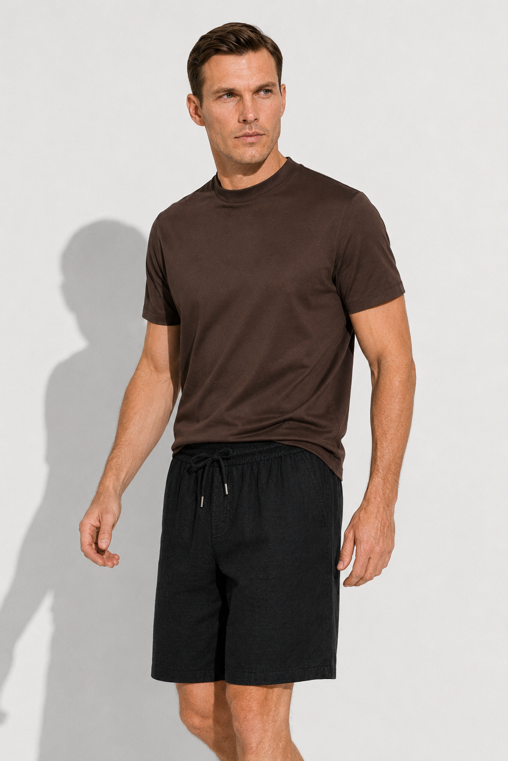 Linen Bermuda Shorts — Black — Linen Shorts