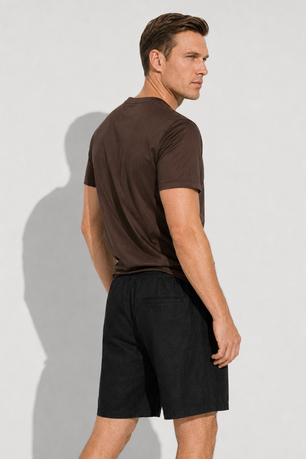 Linen Bermuda Shorts — Black — Linen Shorts