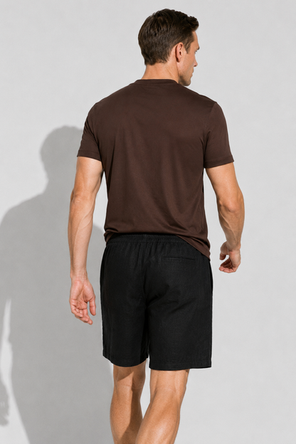 Linen Bermuda Shorts — Black — Linen Shorts