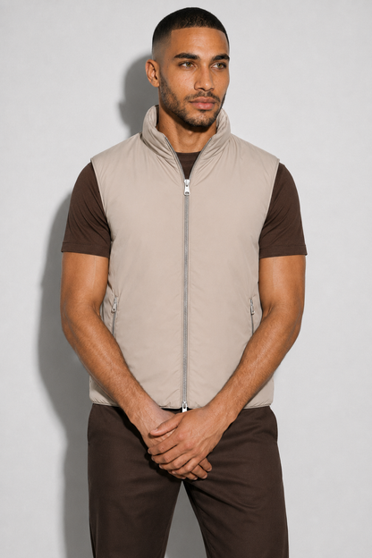 Reversible Padded Gilet — Beige — Heavyweight Reversible Bodywarmers