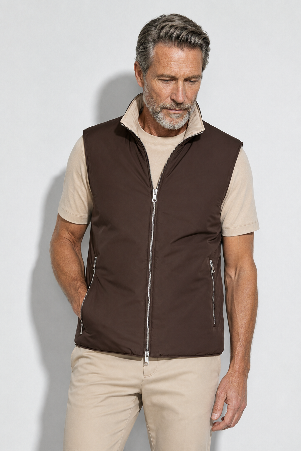 Reversible Padded Gilet — Brown — Heavyweight Reversible Bodywarmers