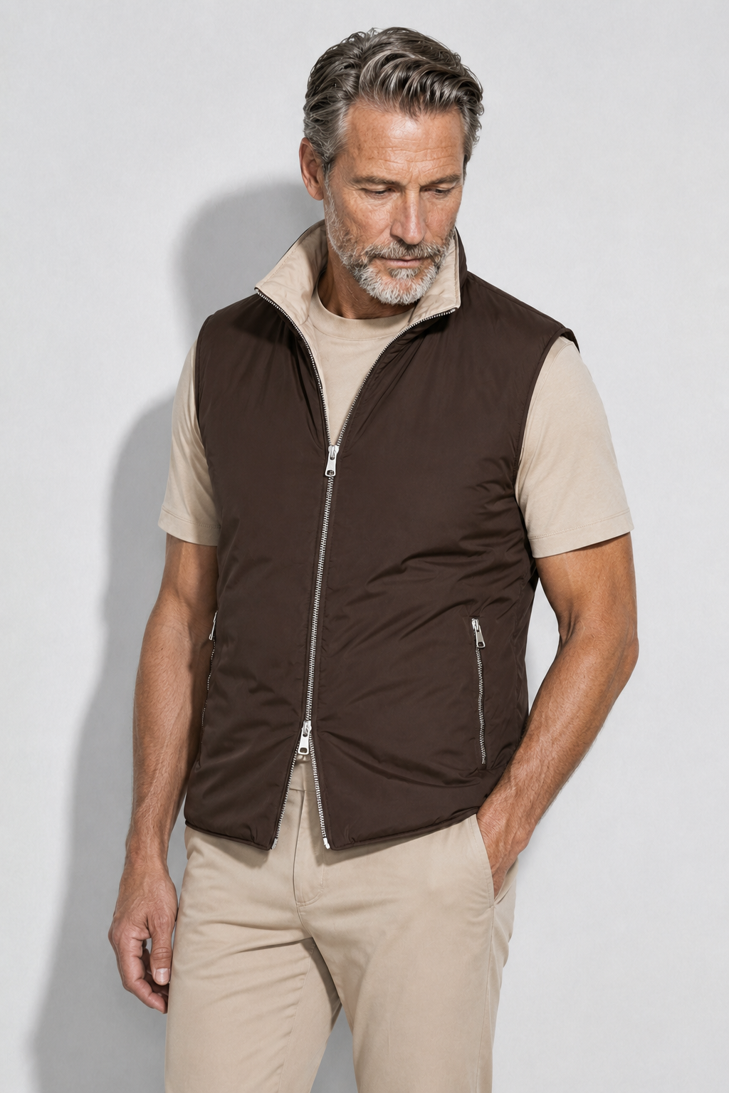 Reversible Padded Gilet — Brown — Heavyweight Reversible Bodywarmers