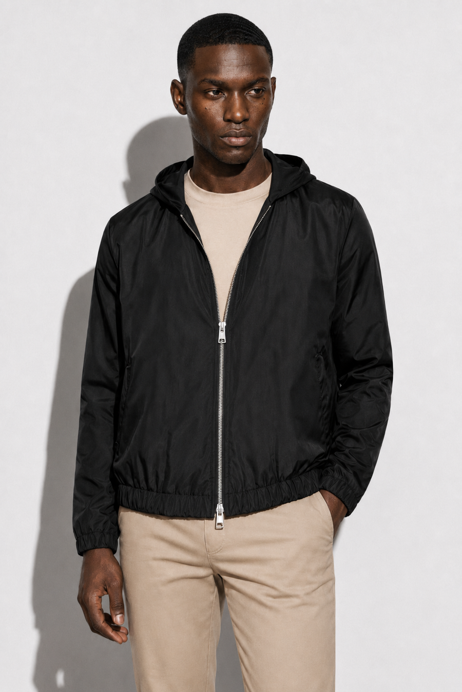 Hooded Windbreaker — Black — Hooded Jackets