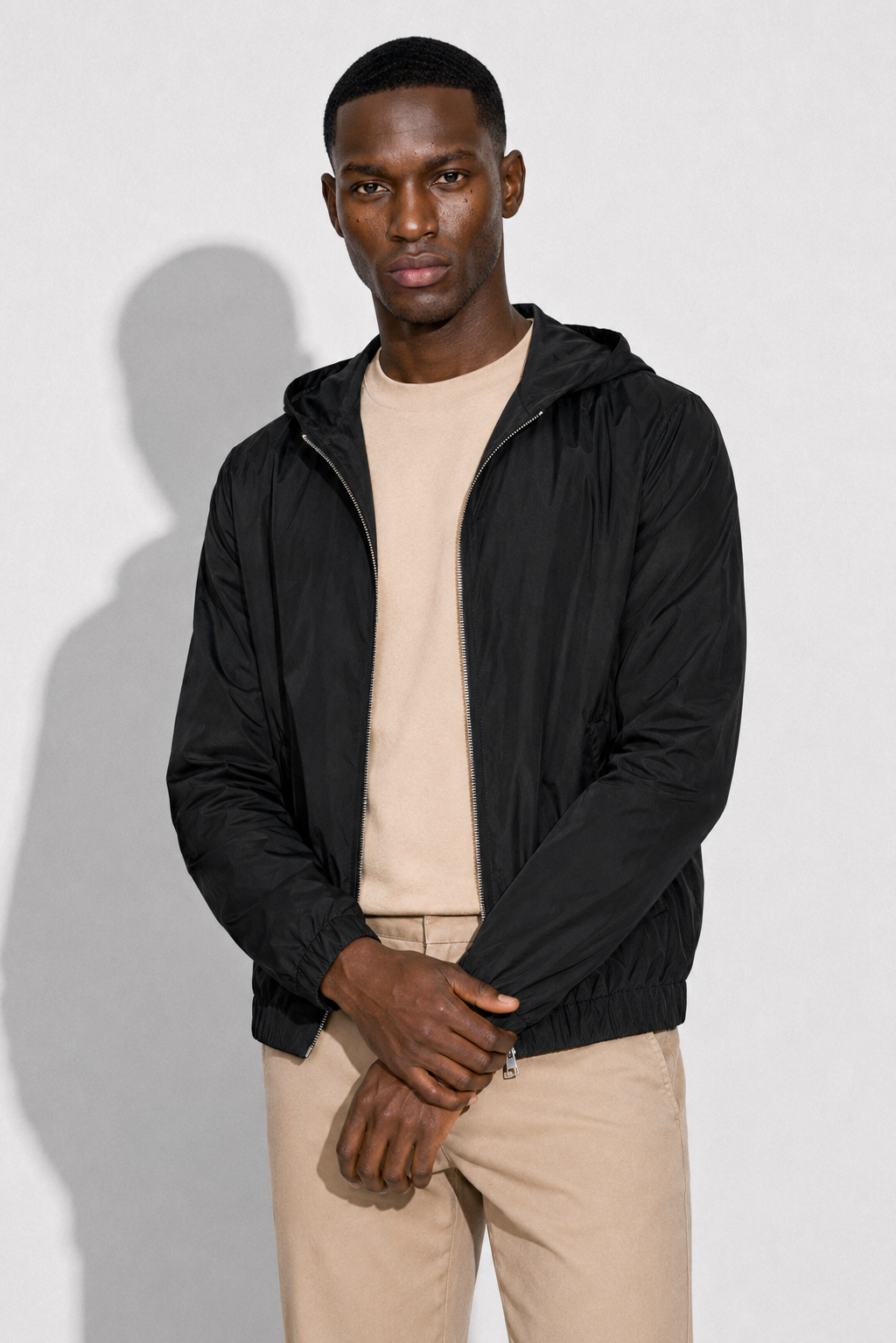 Hooded Windbreaker — Black — Hooded Jackets