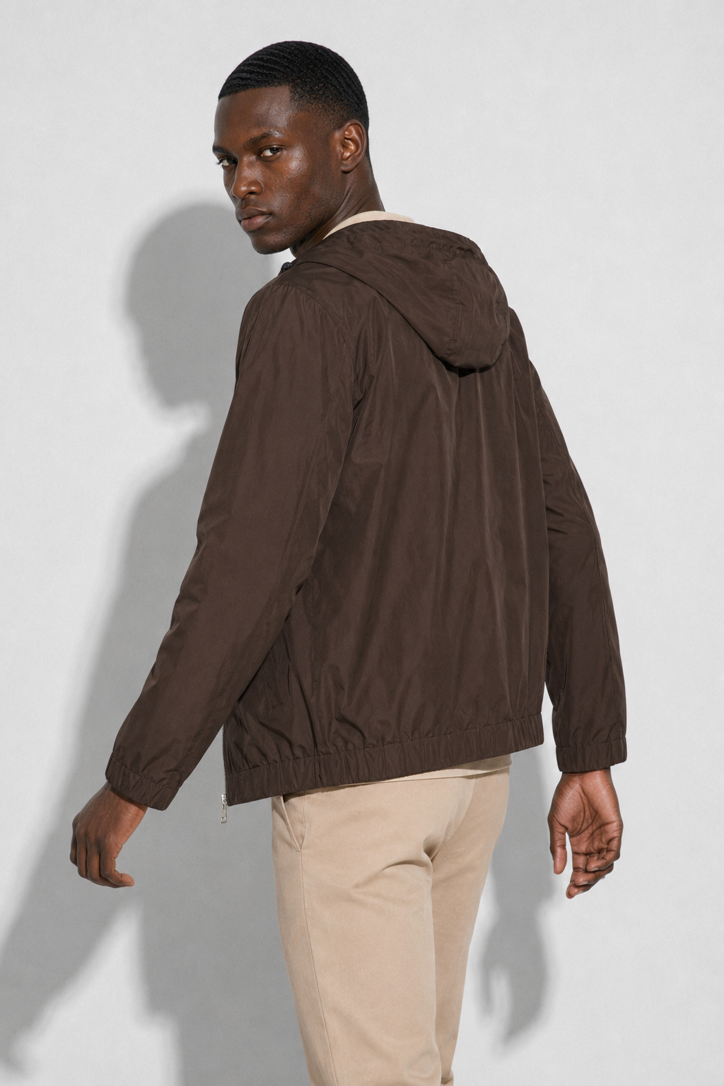Hooded Windbreaker — Brown — Hooded Jackets