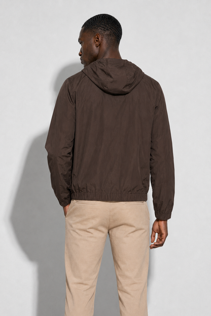 Hooded Windbreaker — Brown — Hooded Jackets