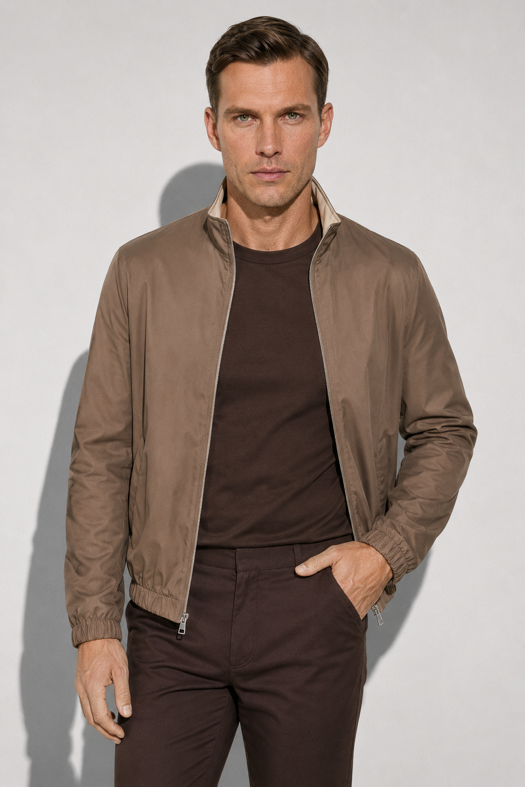 Stretch Twill Jacket — Taupe — Jackets