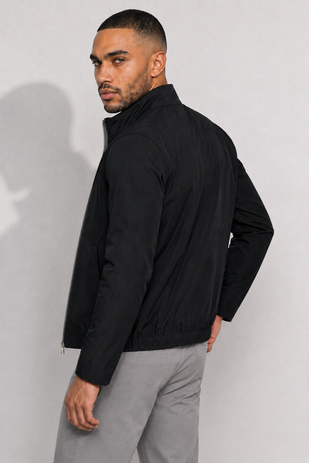 Stretch Twill Jacket — Black — Jackets
