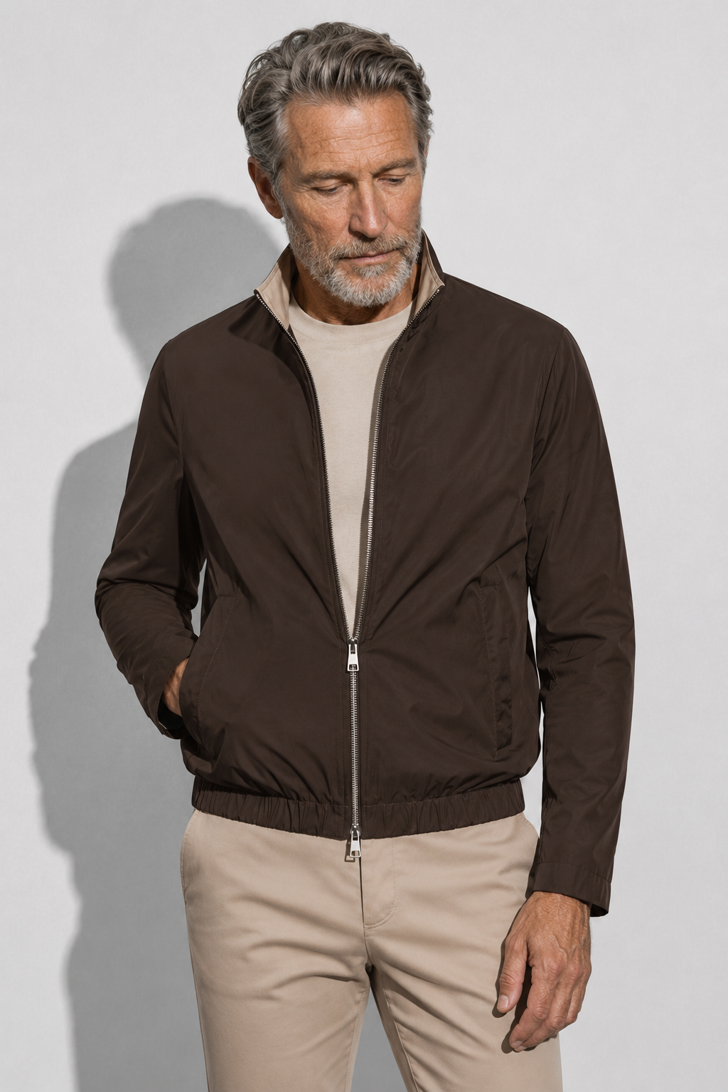 Stretch Twill Jacket — Brown — Jackets