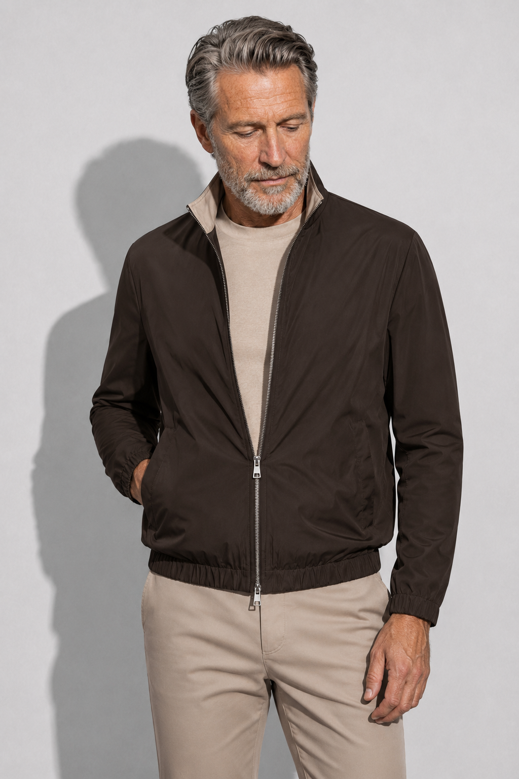 Stretch Twill Jacket — Brown — Jackets