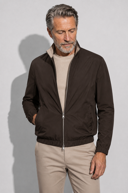 Stretch Twill Jacket — Brown — Jackets