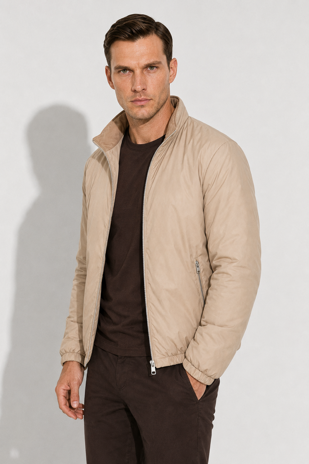 Reversible Puffer Jacket — Beige — Reversible Puffer Jackets