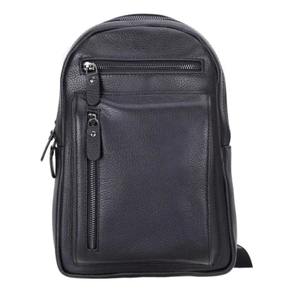 Leather Crossbody Bag in Pebble Black